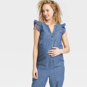 The Nines by HATCH™ Sleeveless Chambray Maternity Jumpsuit Blue